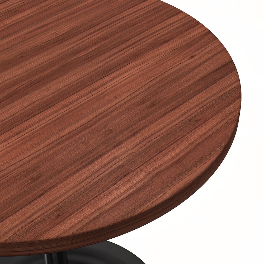 Verve Collection 27 Round Dining Table, Black Base with Cognac Brown MDF Top