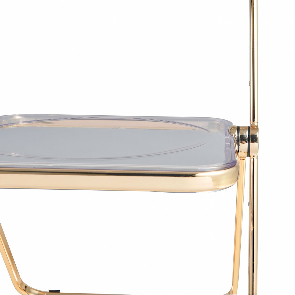Lawrence Acrylic Folding Chair With Gold Metal Frame, Set of 4