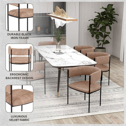 Cyril Collection Modern Chair in Light Brown Velvet
