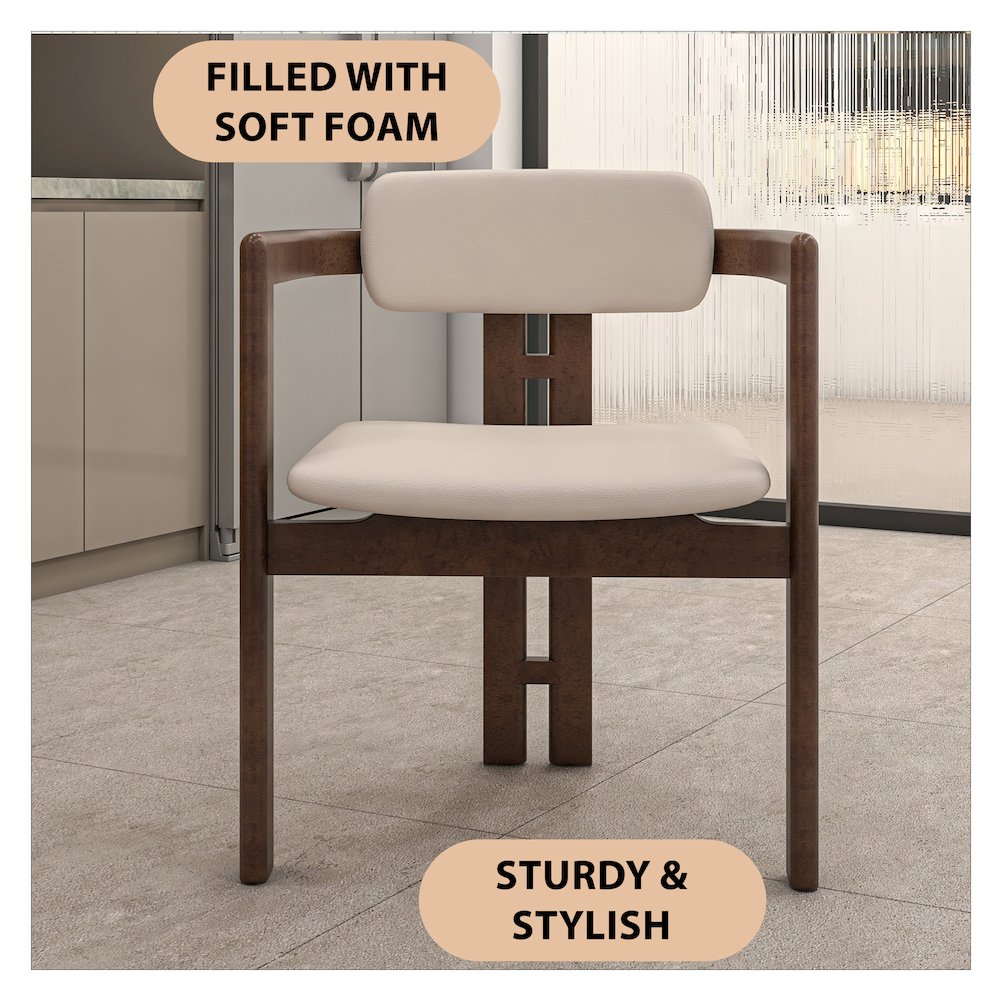 Velo Series Modern Dining Cha...lnut Color Wood with Toupe Seat Set of 4