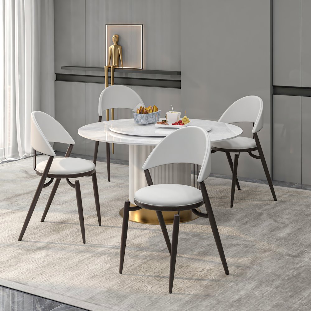 Venice Collection Modern Dining Chair In Black set of 2 in White