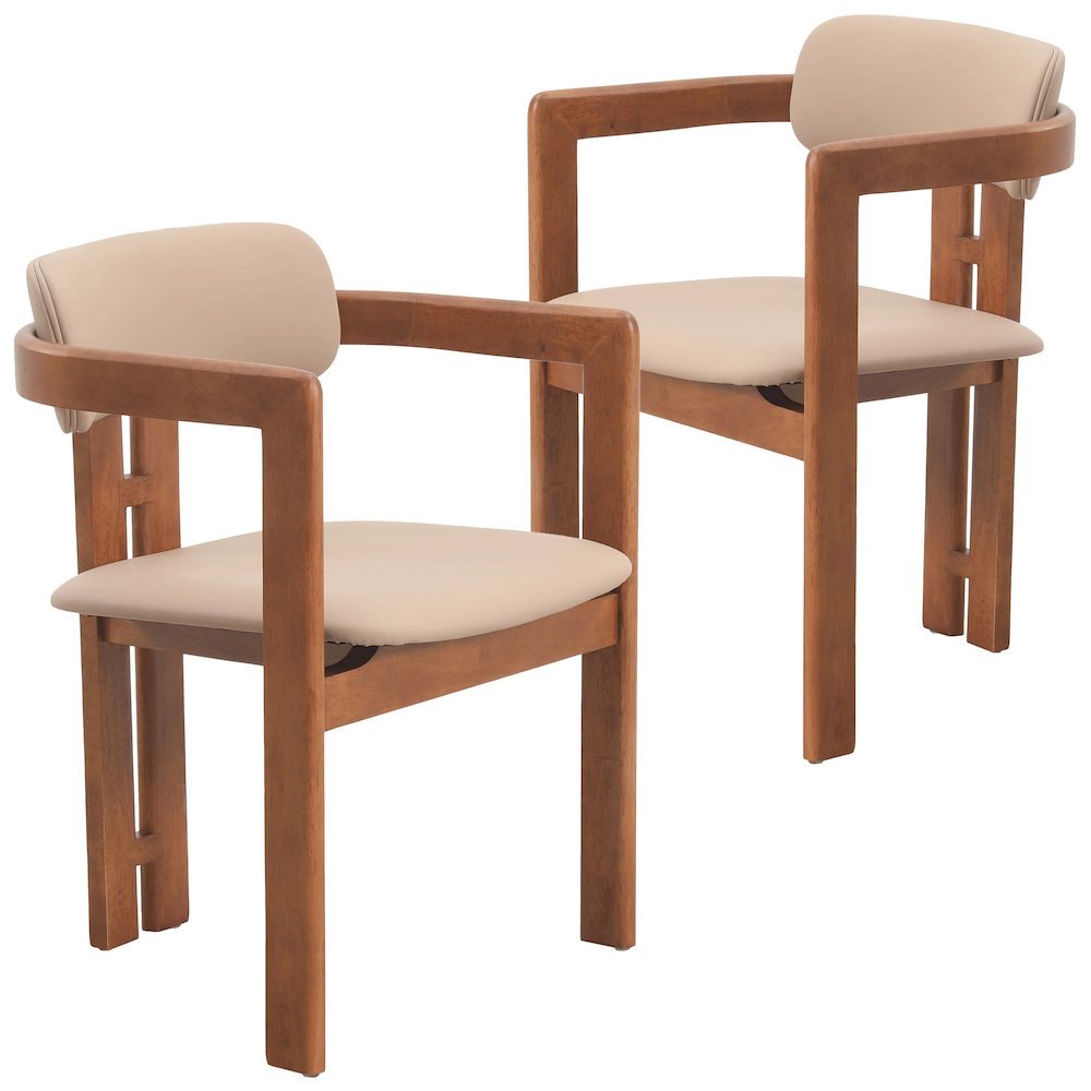 Velo Series Modern Dining Chair in Dark Natural Wood with Taupe Seat