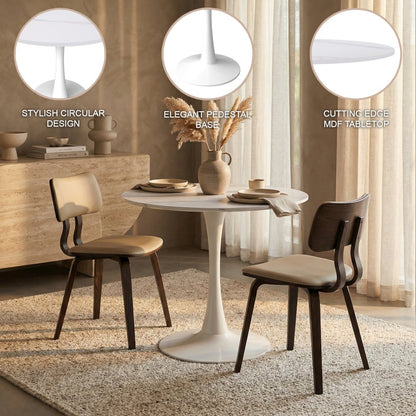 Bristol Series Dining Table White Base With White Stone 24" Round Top