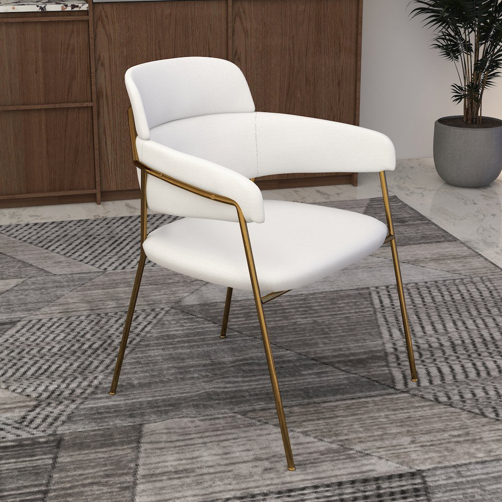 Axis Collection Modern Gold Dining Chair in White