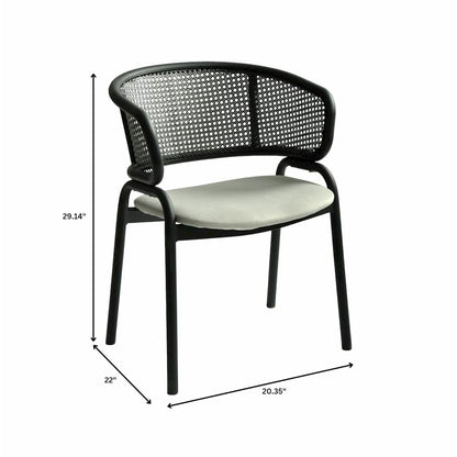 Ervilla Dining Armchair in Black Steel Frame Set of 2