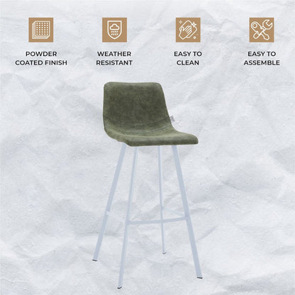 Elland - Bar stool - Olive Green- White Base