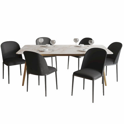 Zayle 7-Piece Dining Set with 55" Rectangular Dining Table in Black/Black