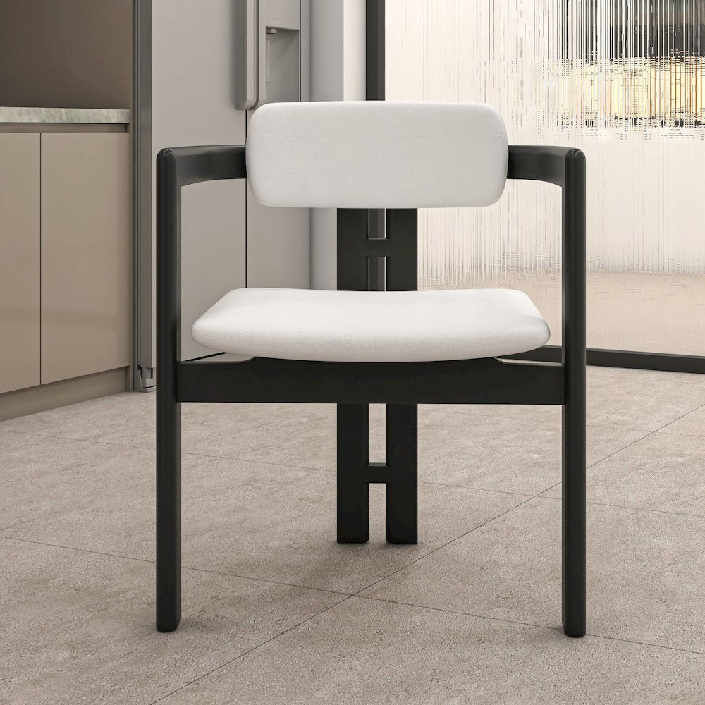 Velo Series Modern Dining Chair in Black Wood with Off White Seat