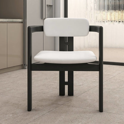 Velo Series Modern Dining Chair in Black Wood with Off White Seat