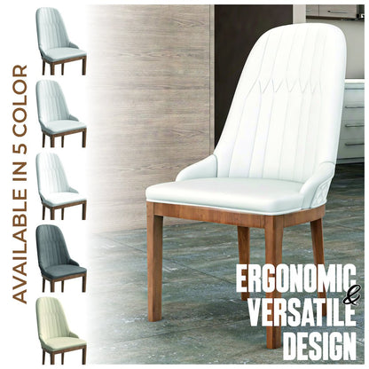 Verisma Collection Modern Wooden Dining Chair in White Set of 2