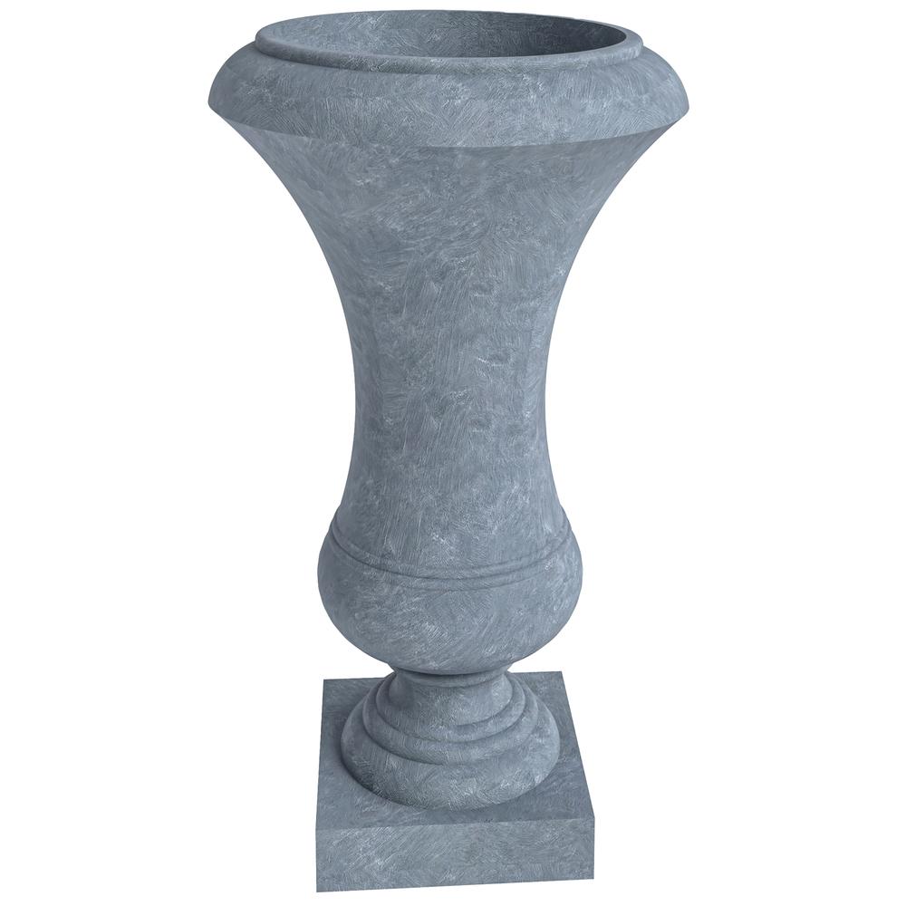 Daisy Series Poly Fiber Stone Planter in Aged Concrete, 14 Dia, 24.8 High