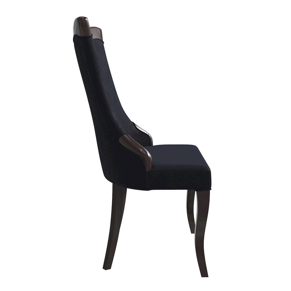 Novara Collection Modern Wooden Dining Chair in Black Velvet Set of 4