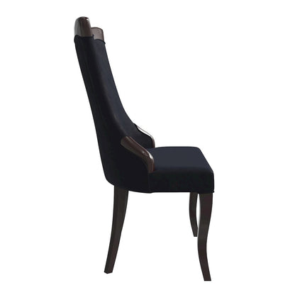 Novara Collection Modern Wooden Dining Chair in Black Velvet Set of 4