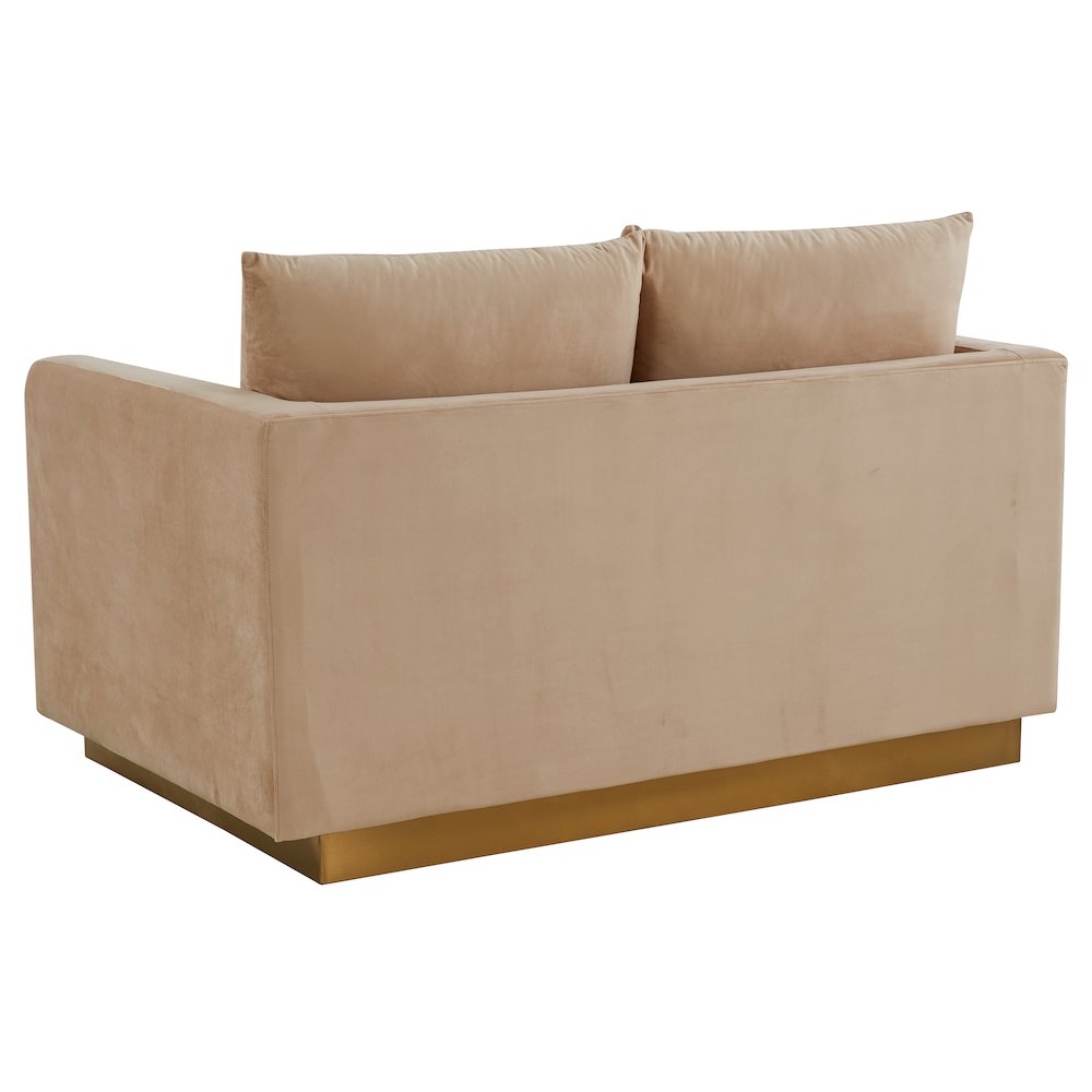 Nervo Modern Mid-Century Upholstered Velvet Loveseat with Gold Frame