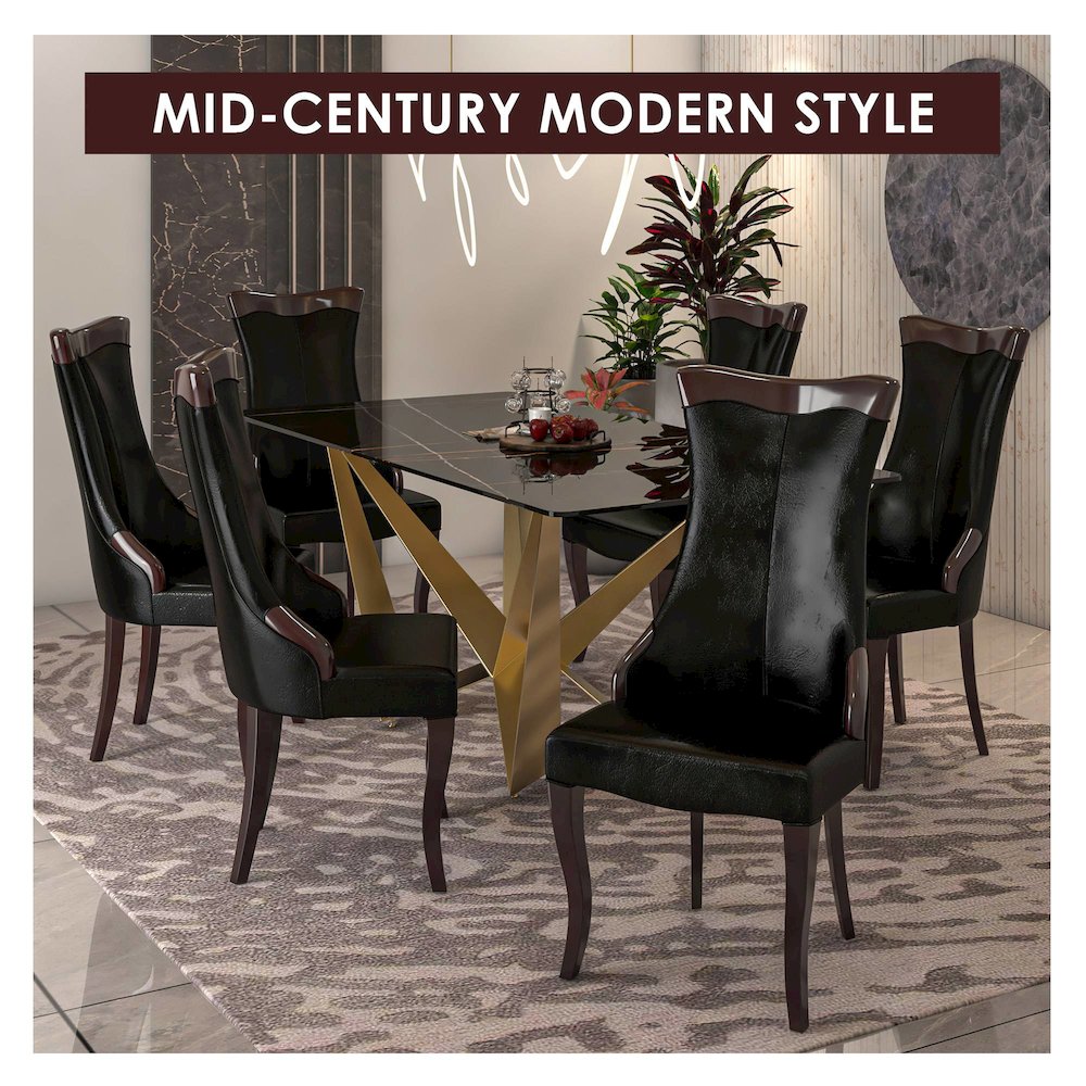Novara Collection Modern Wooden Dining Chair in Black Set of 2