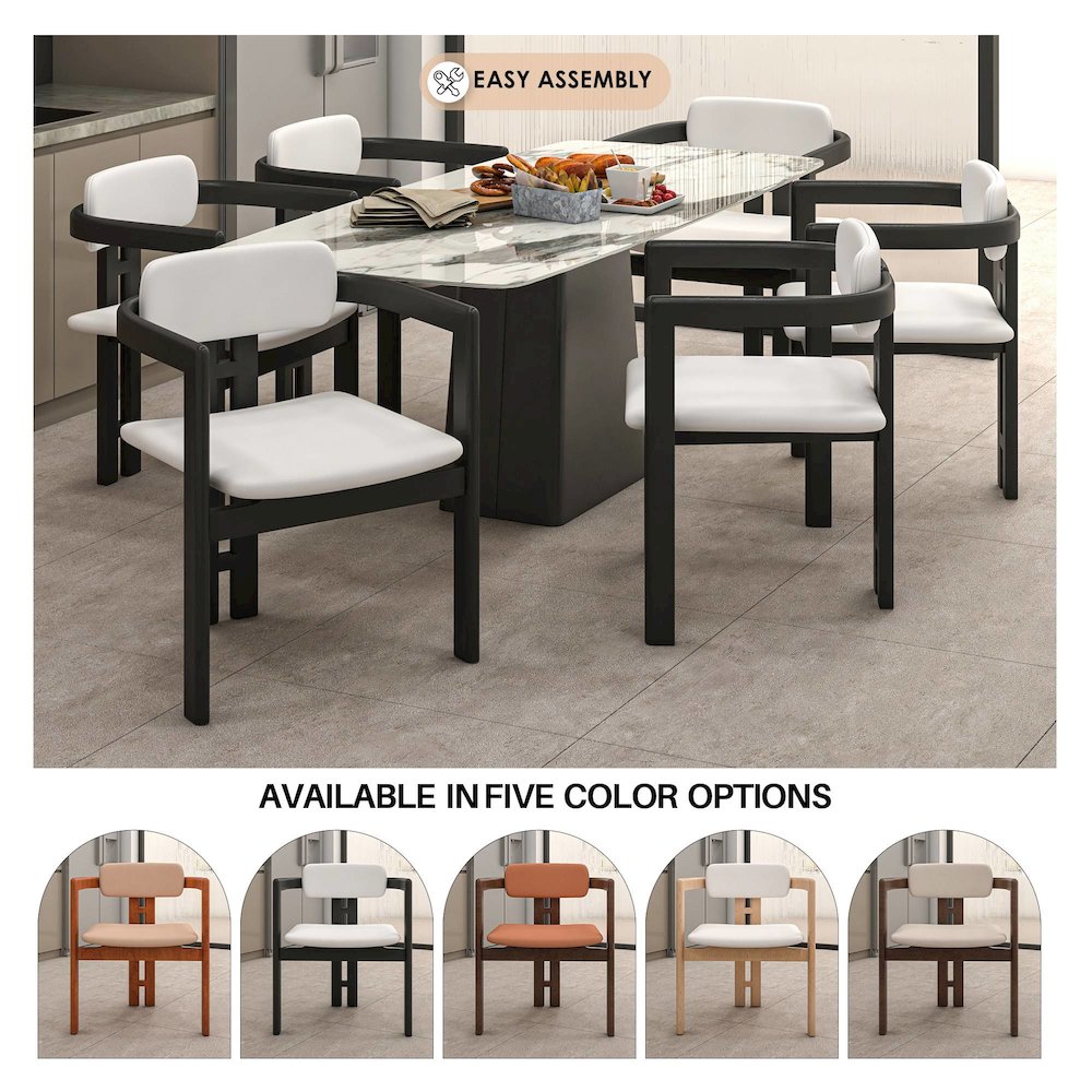Velo Series Modern Dining Chair in Black Wood with Off White Seat
