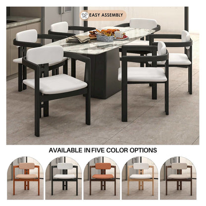 Velo Series Modern Dining Chair in Black Wood with Off White Seat