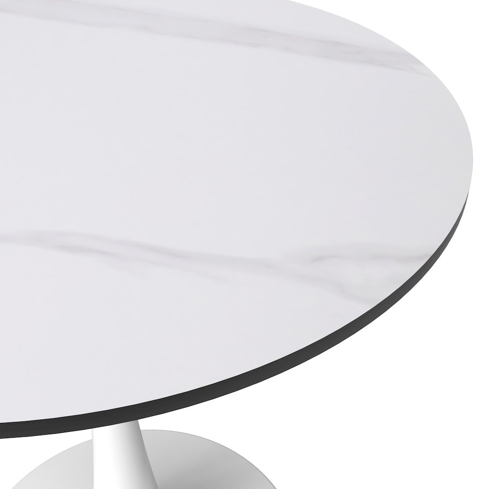 Bristol Series Dining Table White Base With White Stone 24" Round Top
