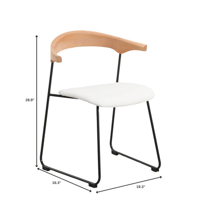 Lyra Collection Modern Chair in Natural Wood back and White Seat