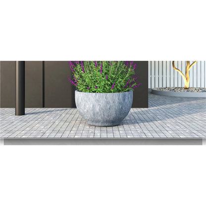 Grove Series Hemisphere Poly Clay Planter in Aged Concrete 14.9 Dia, 7.8 High