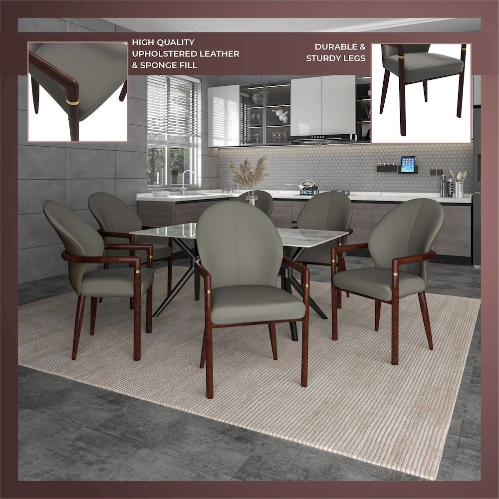Opaline Series Elegant Wooden Dining Chair in Two-Tone Kahki - Set of 2