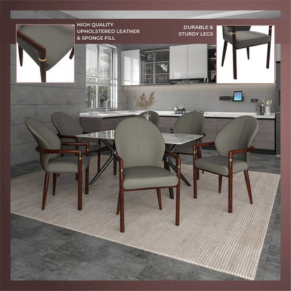 Opaline Series Elegant Wooden Dining Chair in Two-Tone Kahki - Set of 2