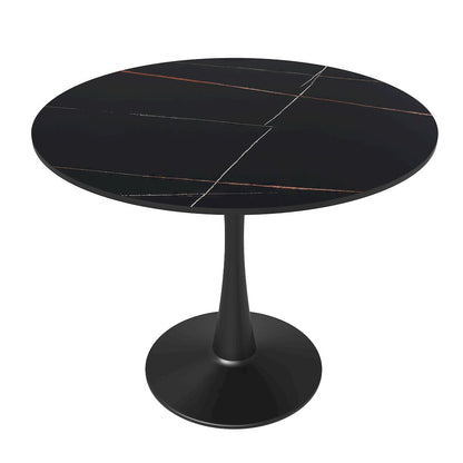 Bristol 31" round dining table Black base with Black Sintered stone Top