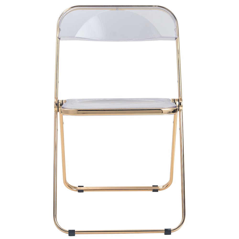 Lawrence Acrylic Folding Chair With Gold Metal Frame, Set of 4