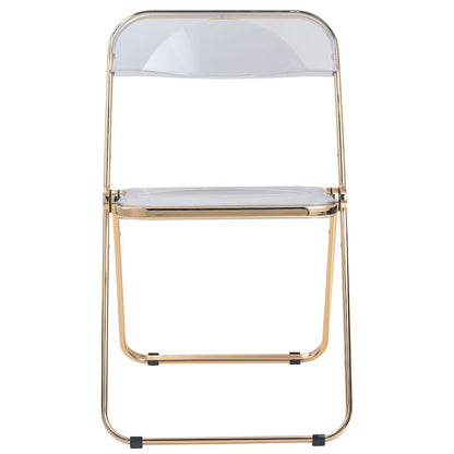 Lawrence Acrylic Folding Chair With Gold Metal Frame, Set of 4