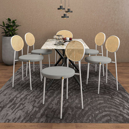7-Piece Dining Set Rectangular Sintered Stone Dining Table