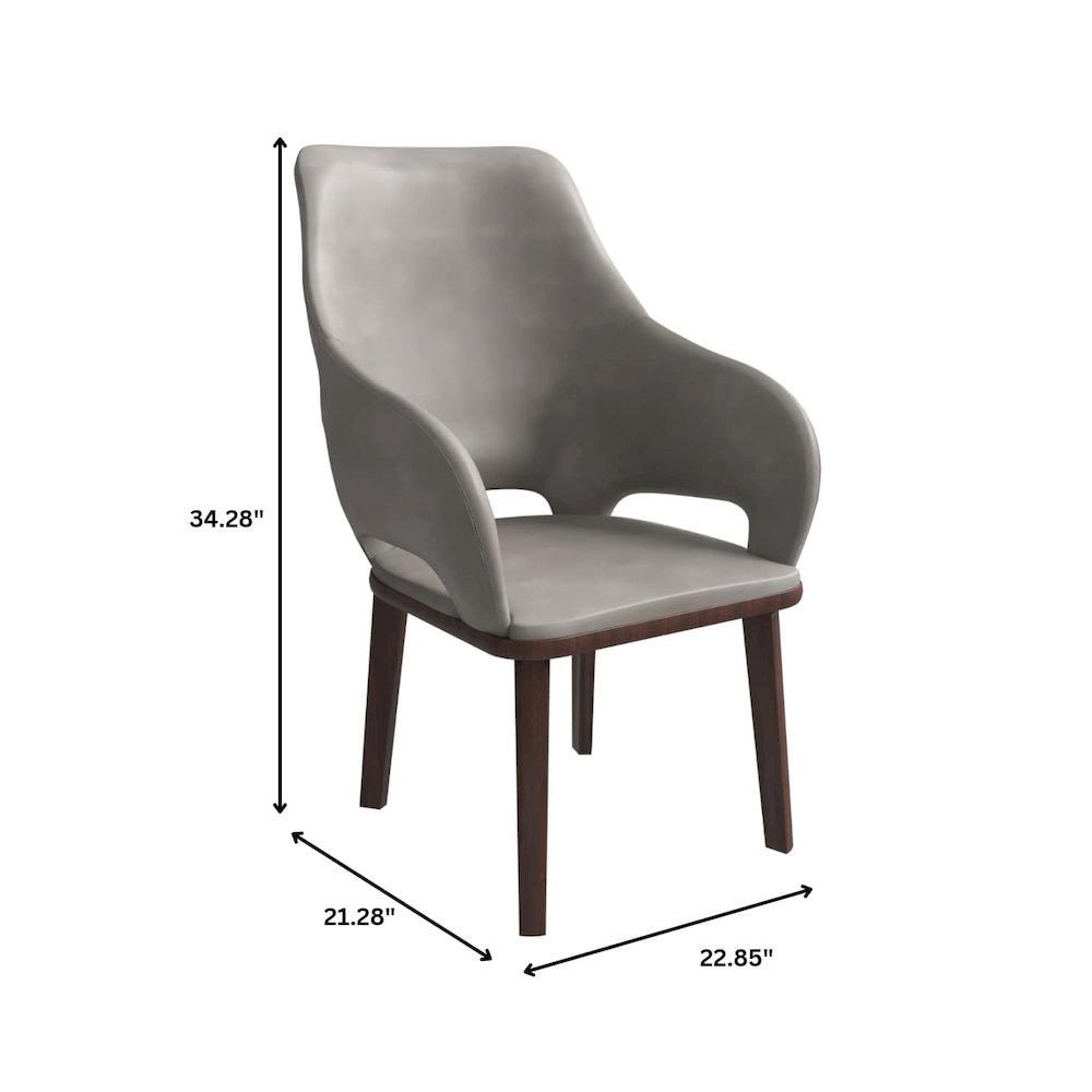 Vivara Collection Modern Dining Chair in Grey Set of 2