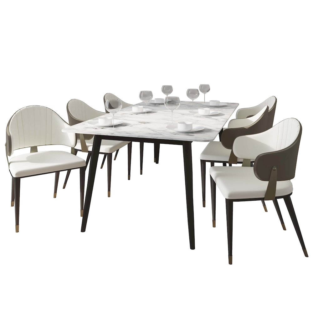 Zayle 7-Piece Dining Set with 55" Rectangular Dining Table in Taupe