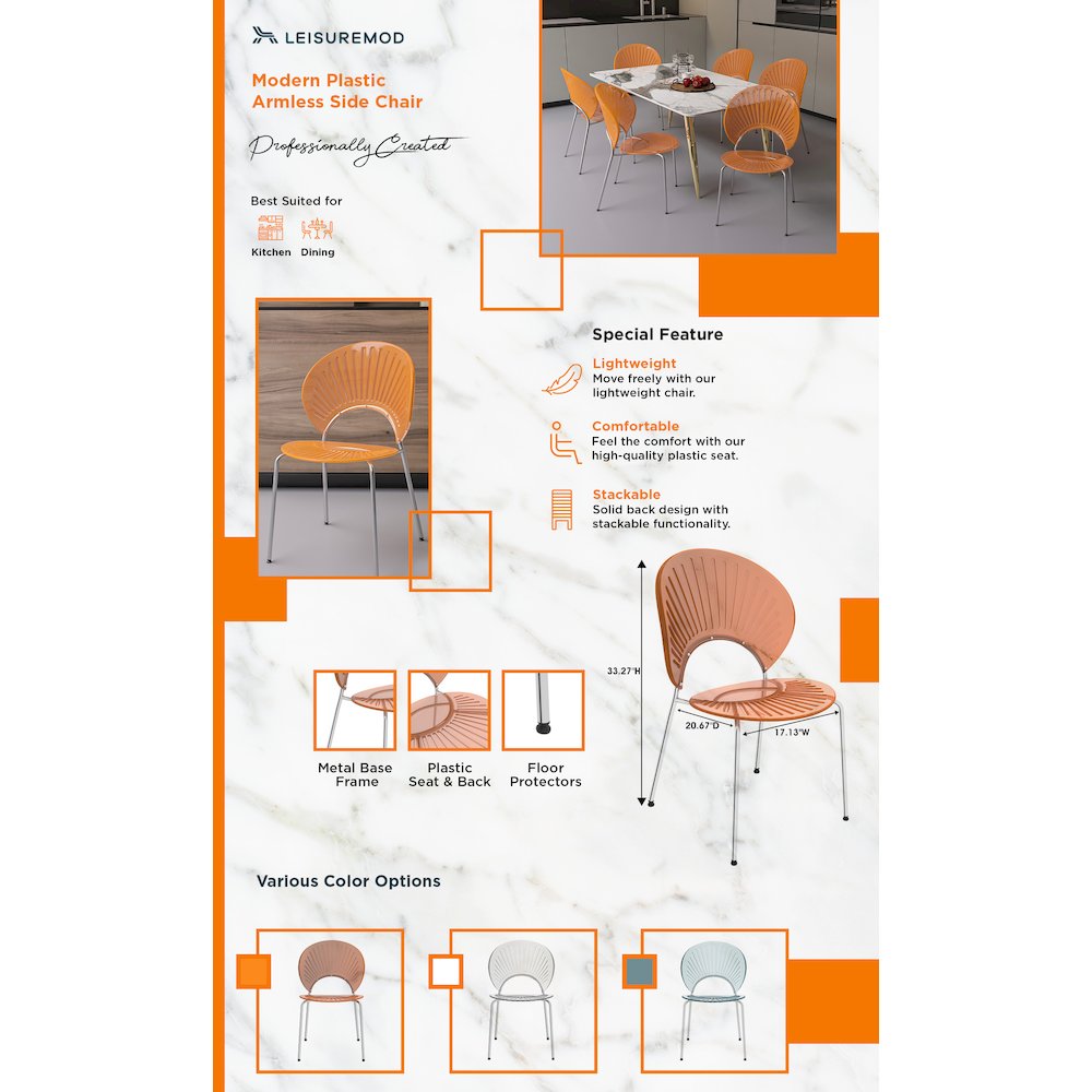 Opulent Series Modern Amber Dining Chair Set of 4