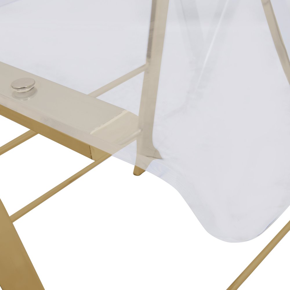Menno Modern Acrylic Gold Base Folding Chair, Set of 2