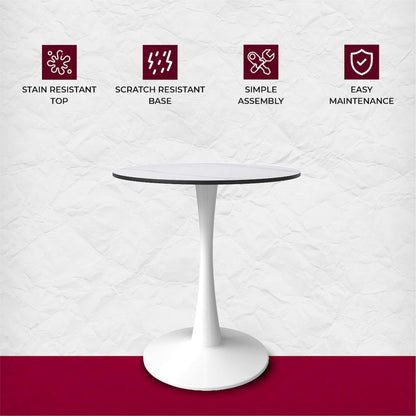 Bristol Series Dining Table White Base With White Stone 24" Round Top