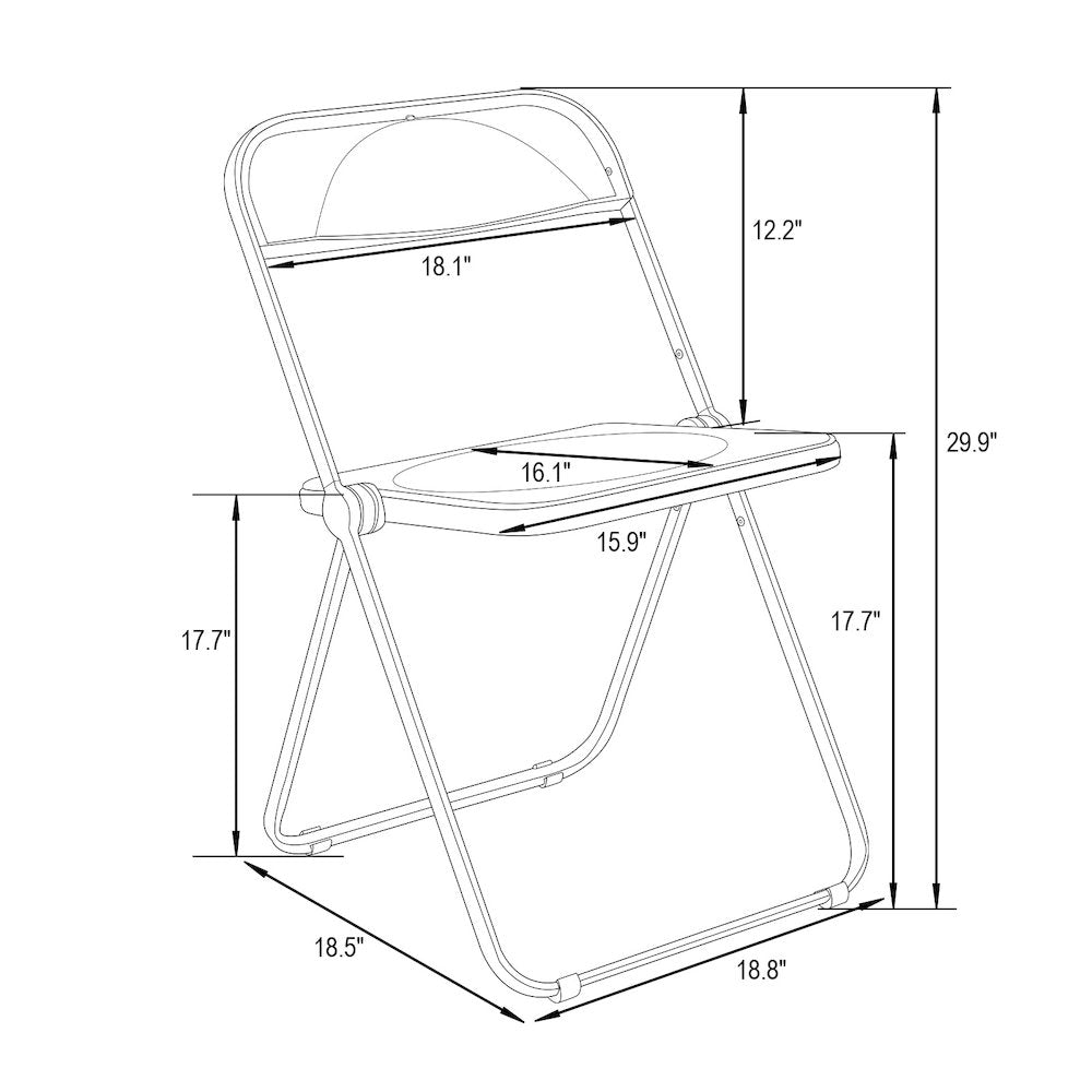 Lawrence Acrylic Folding Chair With Gold Metal Frame, Set of 4