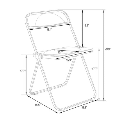 Lawrence Acrylic Folding Chair With Gold Metal Frame, Set of 4