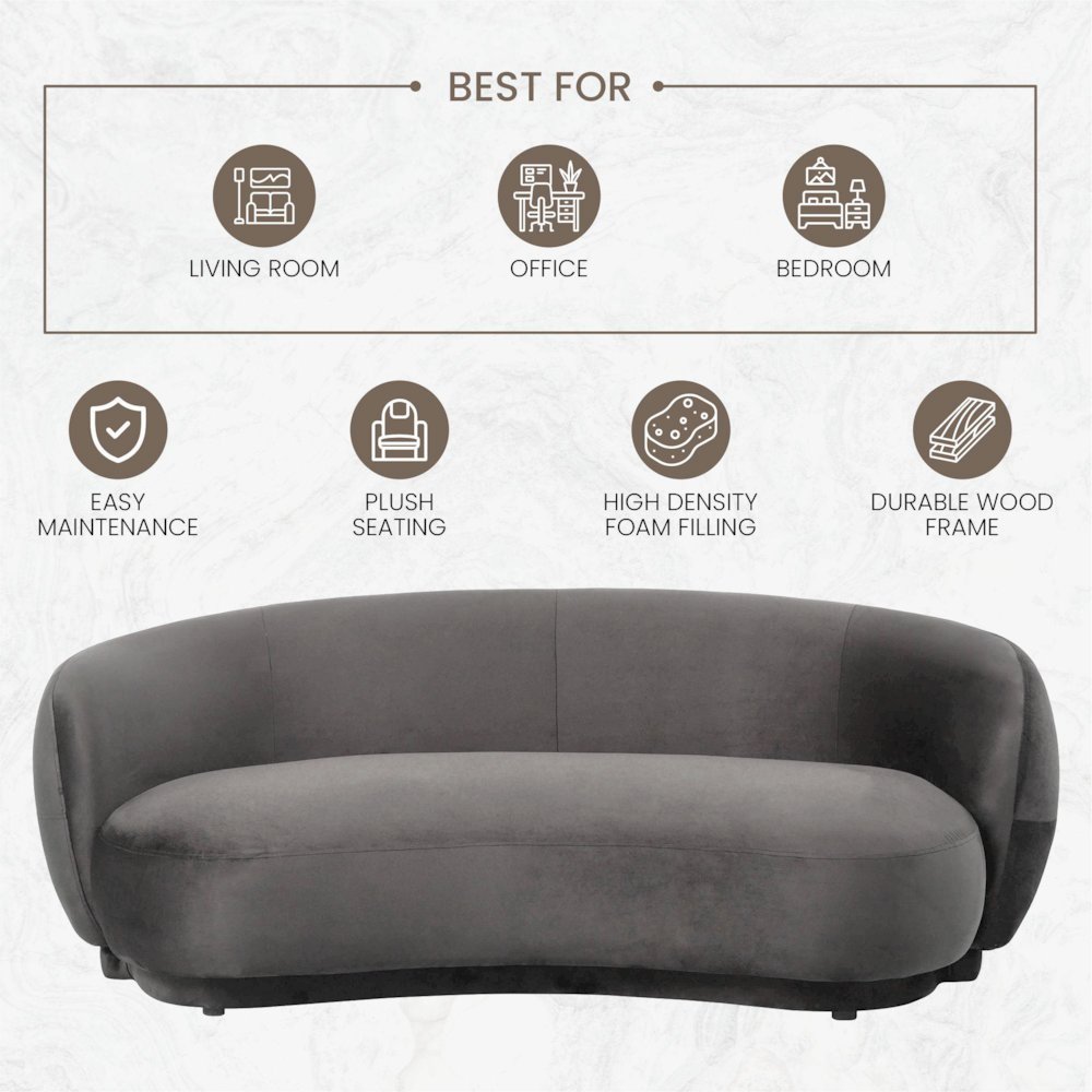 Faze Collection Modern Three Seater Sofa in Light Grey Velvet