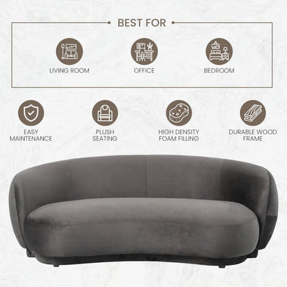 Faze Collection Modern Three Seater Sofa in Light Grey Velvet