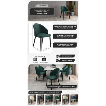 Paradiso Collection Modern Dining Seat in Green  Set of 2