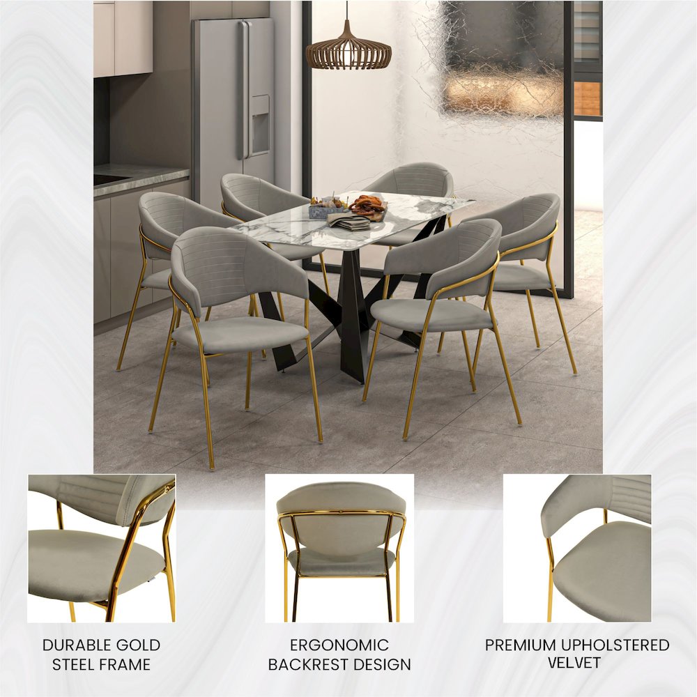 Bella Collection Modern Dining Chair in Light Grey Set of 2
