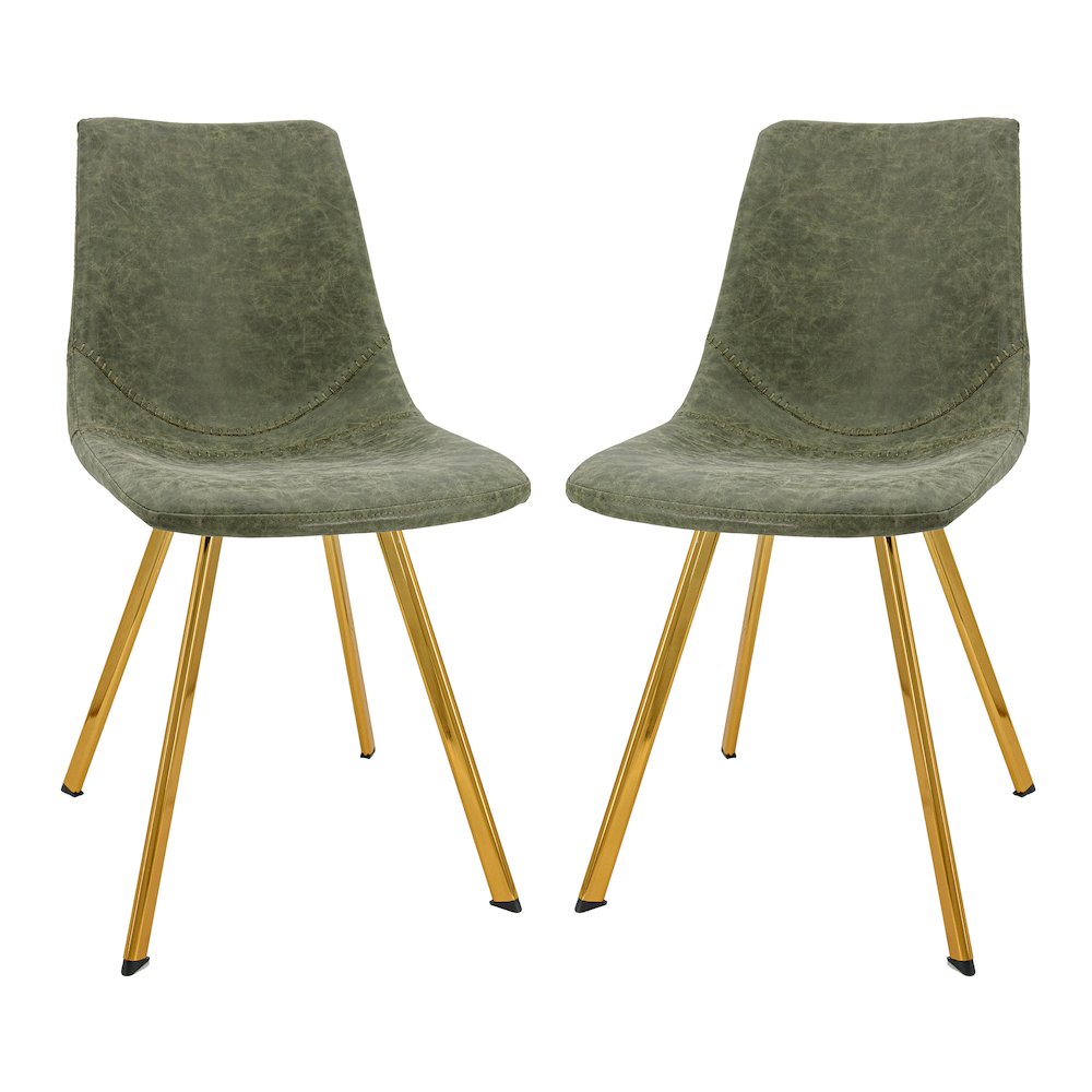 Markley Modern Leather Dining Chair With Gold Legs Set of 2