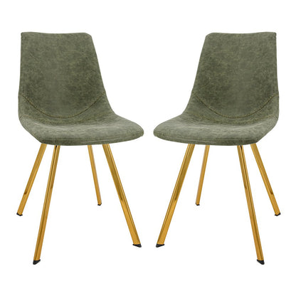 Markley Modern Leather Dining Chair With Gold Legs Set of 2