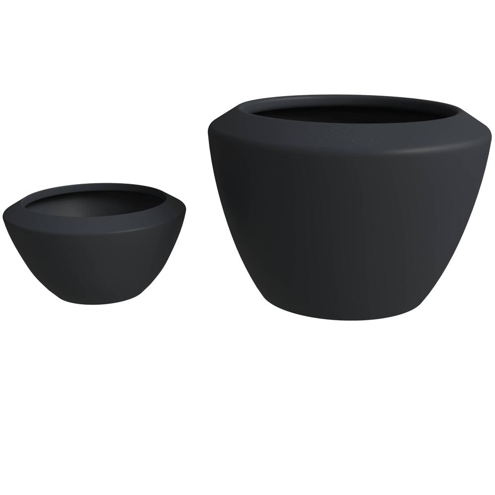 Vessel Series Poly Stone Planter Set in Black