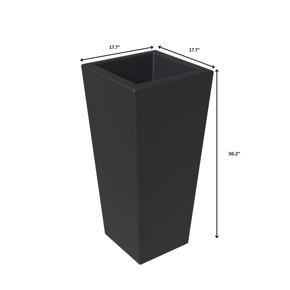 Orna Series Poly Stone Planter 17.7 Dia 36.2 High in Black