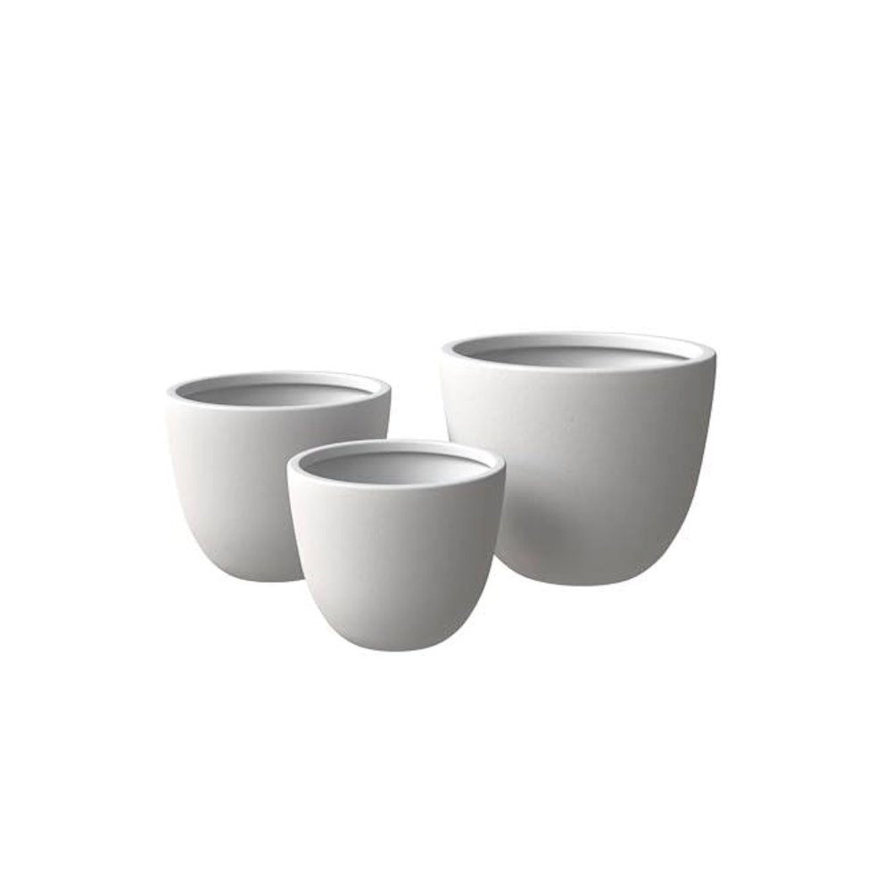 Dahlia Series Poly Stone Planter Set in White