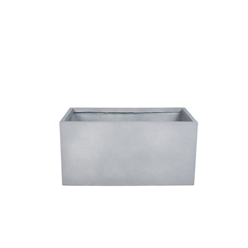 Flora Series Rectangle Poly Stone Planter in Grey 19.7 x 19.7, 39.4 Long