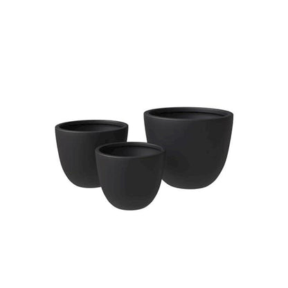 Dahlia Series Poly Stone Planter Set in Black