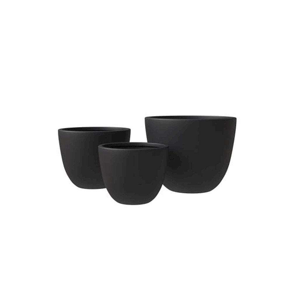 Dahlia Series Poly Stone Planter Set in Black