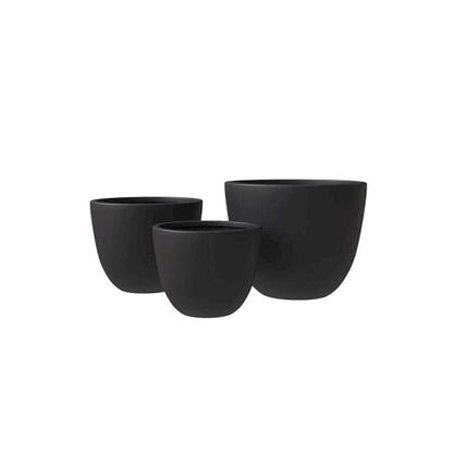 Dahlia Series Poly Stone Planter Set in Black
